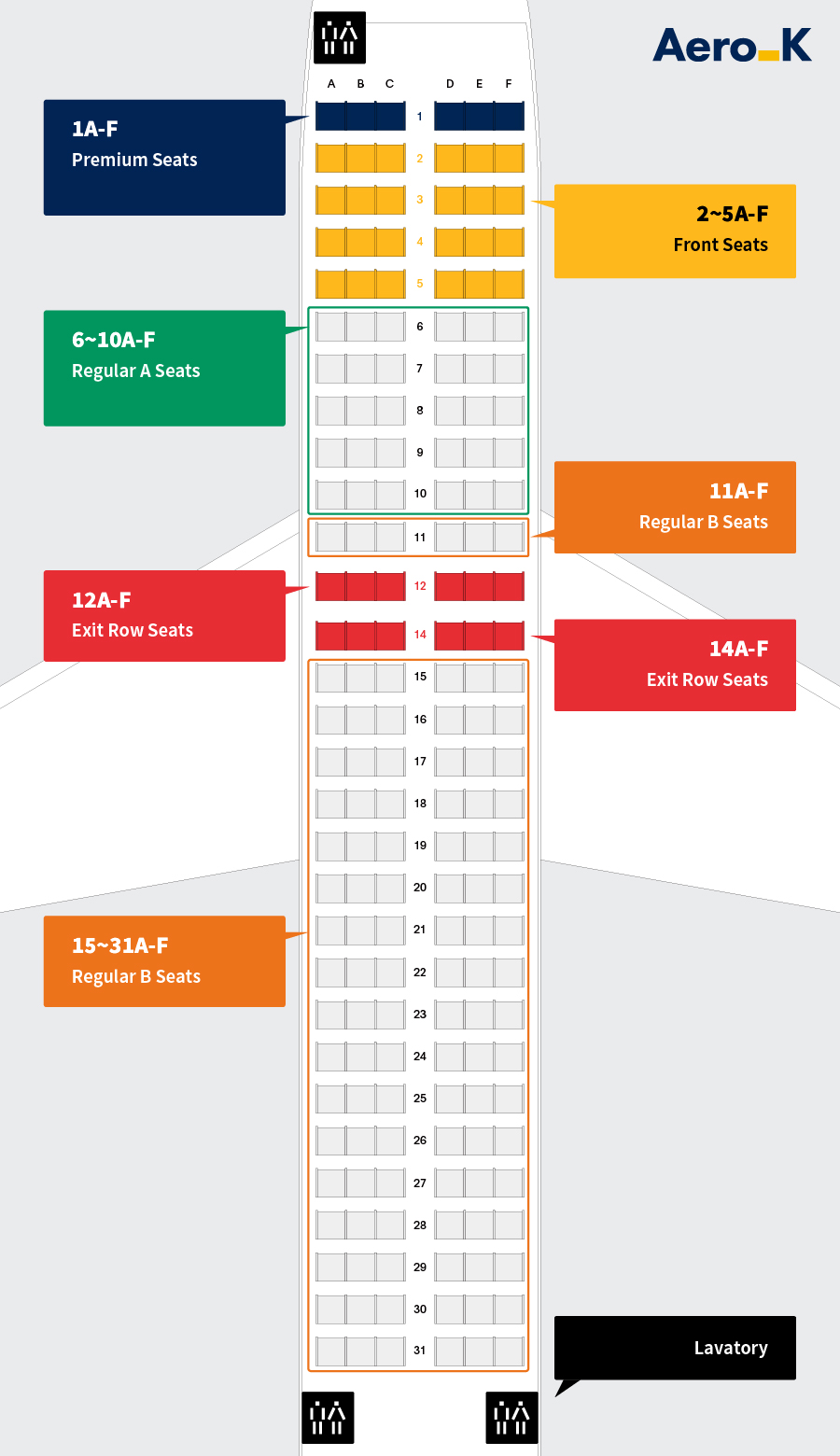 Aero K Aircraft Seats Map