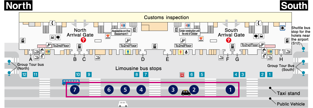 Taxi Stand Map at Terminal 1, KIX
